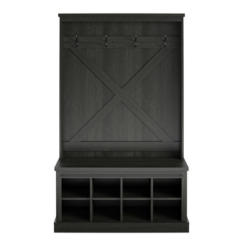 Room & Joy Marlette Hall Tree Black Oak: Rustic Design, Mdf 