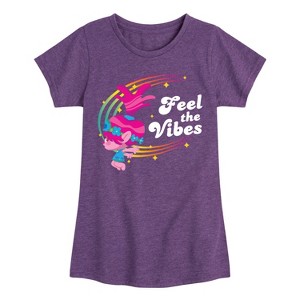 Girls' - Trolls - Feel The Vibes Poppy Fitted Short Sleeve Graphic T-Shirt - 1 of 4