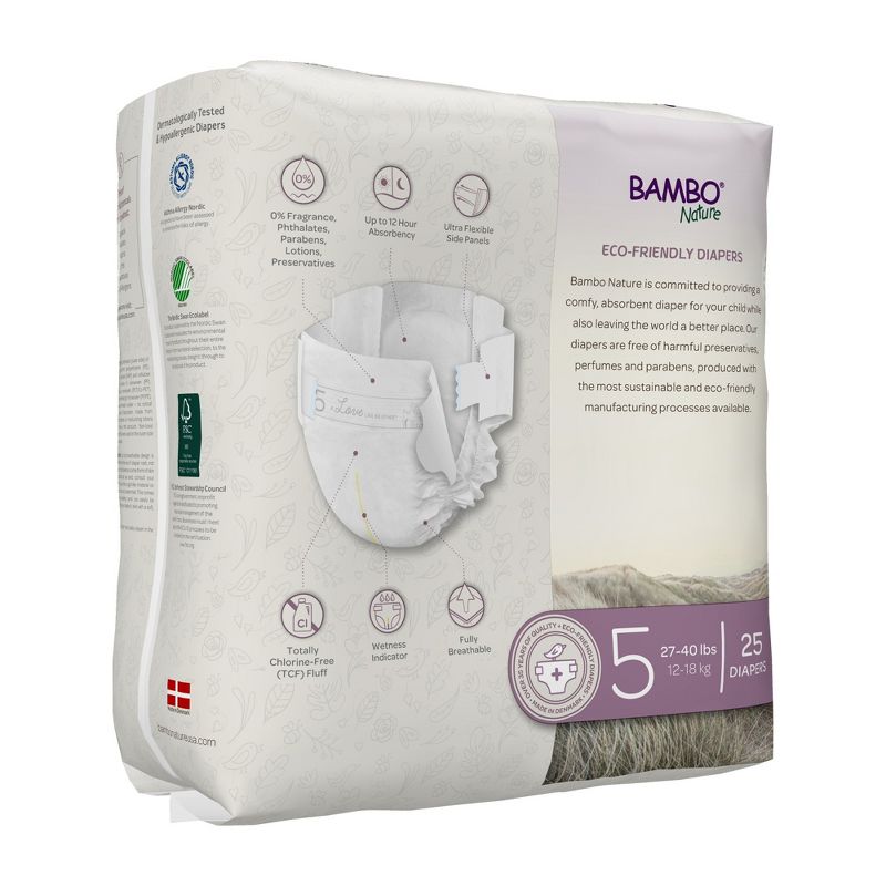 Bambo Nature Baby Diapers, Heavy Absorbency, Eco-Friendly, Size 5, 25 Count, 3 Packs, 75 Total, 2 of 6