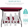 3-Seat Outdoor Porch Swing with Canopy – Convertible Glider Bed with Thick Cushions & Pillows for Adults – Backyard, Garden, Patio – Burgundy Maple99 - 4 of 4