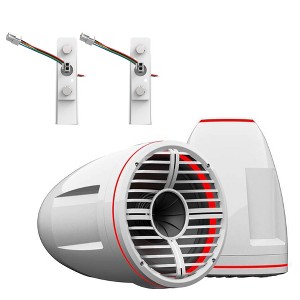 Wet Sounds REV 10 HD 10" Horn Loaded Compression Driver Tower Speakers with XW Grills & Swivel Surface Mounts, 300 Watts RMS, White, Pair - 1 of 4