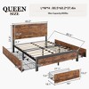 Platform Bed Frame with Wood Headboard, Under Bed Storage & Strong Wood Slats, No Box Spring Needed, Noise Free & Easy Assembly, Rustic Brown - 2 of 4