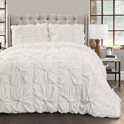 Lush Decor Avon Shabby Chic Textured Ruffle Detail Comforter, King, White,  3-Pc Set