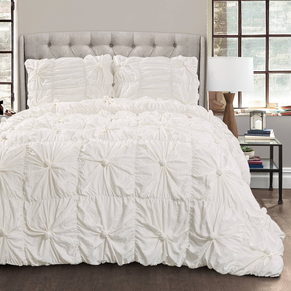 Photos - Duvet Full/Queen Bella Comforter Set White - Lush Décor