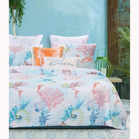 Barefoot Bungalow Sarasota 3-Piece Reversible Quilt Set With Shams,  Multicolor - Full/Queen