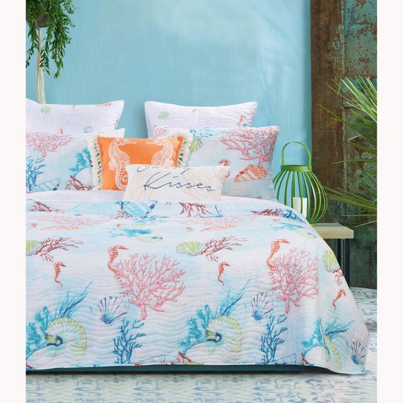 Sarasota 2 Piece Reversible Quilt Set With Sham Multicolor Twin by Barefoot Bungalow, 1 of 5