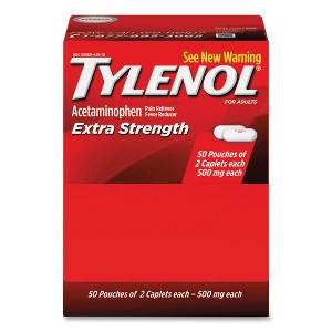 Tylenol Extra Strength Caplets, Two-Pack, 50 Packs/Box - 1 of 4