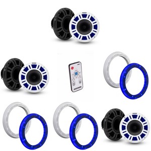 Kicker (3 Pair ) 48KMXL84 8" LED Horn-Loaded Marine Speakers & 51KLSR88 - 8.8-Inch to 8-Inch LED Adapter Rings & LED Remote Bundle - 1 of 4