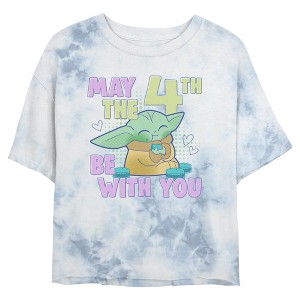 Juniors Star Wars: The Mandalorian The Fourth With The Child T Shirt - 1 of 4