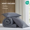 AENKYO Full/Queen Twill Washed Comforter Set, 3-Piece 100% Cotton Bedding with Stone-Washed Finish, Grey bedding Set - 3 of 4