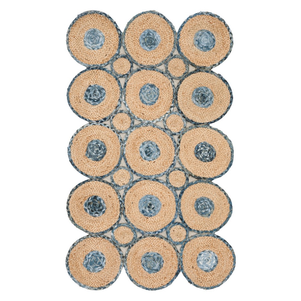 3'x5' Solid Woven Accent Rug Blue/Natural - Safavieh