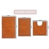 Luxury Reversible Bathroom Rugs Set, Washable Rug, Extra Soft and Absorbent bath Rug, Non-Slip Bath Mat Set, 3 Pcs Set with Contour, Terracotta - 3 of 4