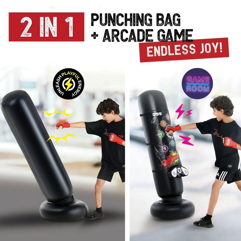 Kids Boxing Bag - Punching Bag for Kids with Electronic Wireless Music Mat with Lights, Scoreboard, 8 Sounds, 4 Modes, and Memory Game Play22USA, 4 of 8