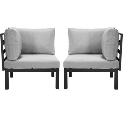 LeisureMod 2-Piece Corner Chair Loveseat Upholstered in Polyester with Aluminum Frame and Removable Cushion Hamilton Collection