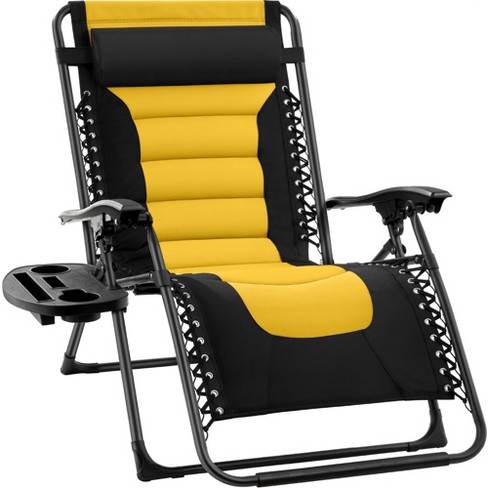 Outsunny Patio Recliner, Outdoor Reclining Chair With Flip-up Side