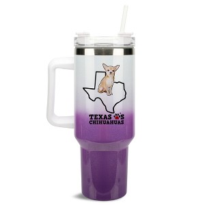 Elanze Designs The Lonestar State Texas Loves Chihuahuas Purple and White Double Wall Stainless Steel Insulated Travel Tumbler with Lid and Straw, 40 - 1 of 4