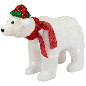 Northlight Lighted Glittered Polar Bear Outdoor Christmas Decoration - 23" - Clear Lights - 1 of 4