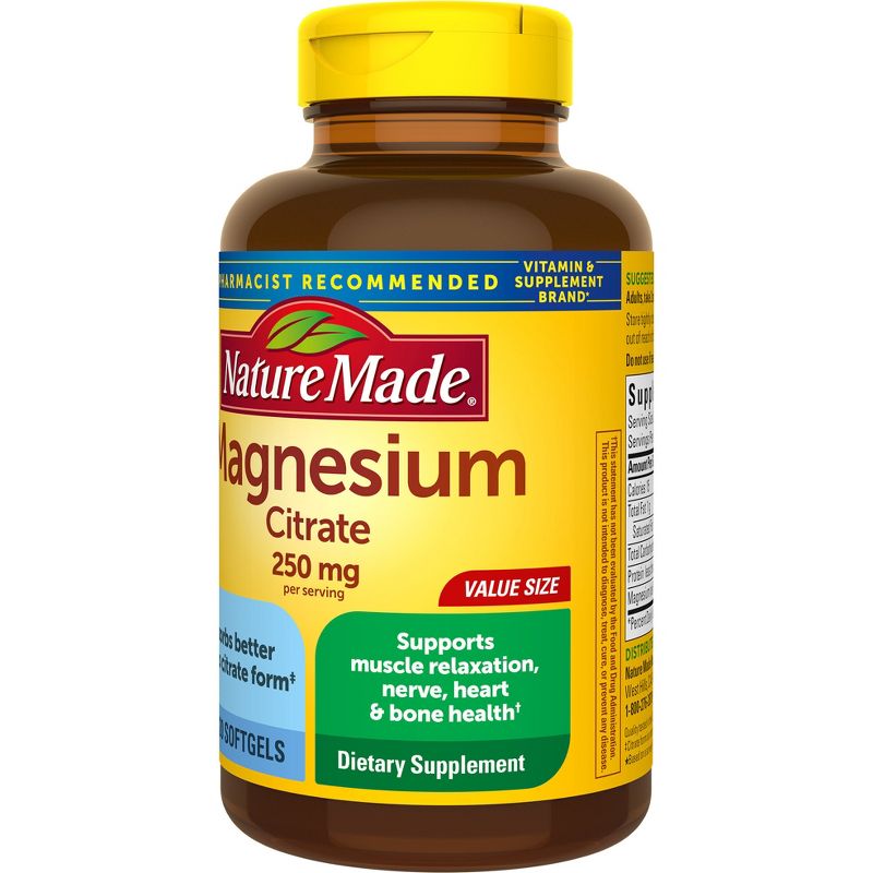 Nature Made Magnesium Citrate 250mg Muscle, Nerve, Bone & Heart Support Supplement, 3 of 12