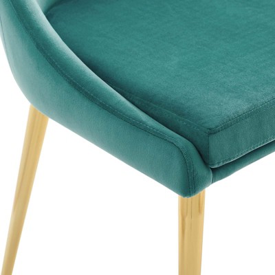 Teal Velvet Upholstered Accent Dining Chair with Metal Legs