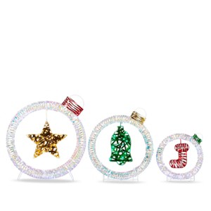 Syemin Decorative Holiday Scene Props Set of 3 Iridescent Cut-out Gift Box Christmas Decorations Holiday Decor Holiday Displays, White, 24"*24"*24" - 1 of 4