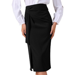 INSPIRE CHIC Women's Work Straight Knot Twist Office Tie Waist Midi Skirts - 1 of 4
