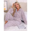 cheibear Women's Flannel Long Sleeve Soft Winter Warm Rabbit Pattern Pajama Sets with Pockets - 4 of 4
