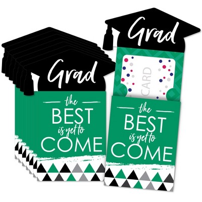 Big Dot of Happiness Green Grad - Best is Yet to Come - Green Graduation Party Money and Gift Card Sleeves - Nifty Gifty Card Holders - Set of 8