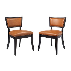 Modway Pristine Solid Wood and Vegan Leather Dining Chairs in Tan (Set of 2) - 1 of 4