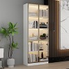 Famapy 31.5"W Tall Storage Pantry Glass - Door Display Cabinet Bookcase with LED Lighting Storage Cabinet - 3 of 4