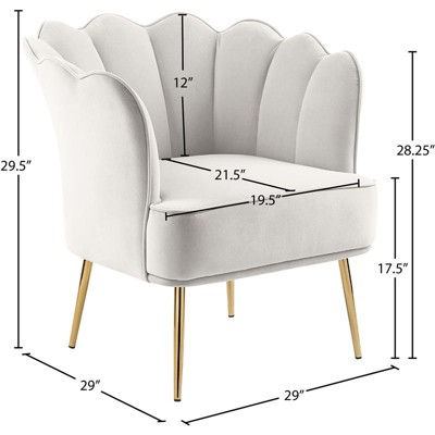 Cream Velvet Barrel Accent Chair with Gold Metal Legs