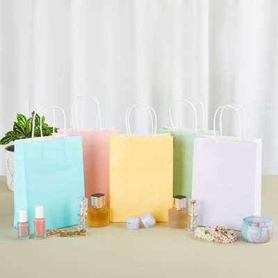 25-Pack Pastel Paper Gift Bags with Handles