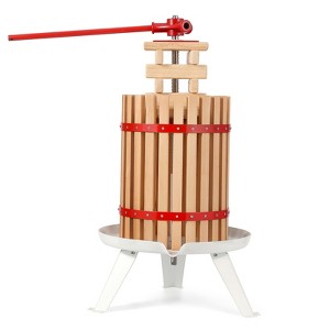Manual Fruit Wine Press, Wood Steel Fruit and Wine Press With T-Handle, Wine Making Press for Outdoor, Kitchen, Assembly Required - 1 of 4