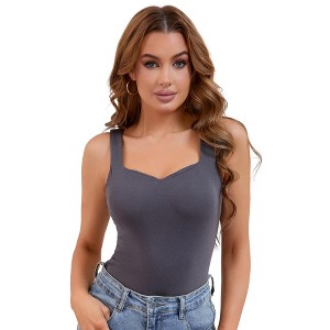 INSPIRE CHIC Women's Sweetheart Neck Undershirt Base Layer Tank Tops with Built in Bra - 1 of 4