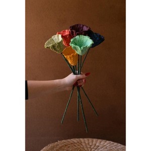Paper Mache Flowers – 18" Tall Decorative Stems Set of 6 by Kalalou - 1 of 4