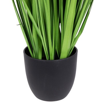 Lush Green 24" Artificial Onion Grass in Sleek Black Pot