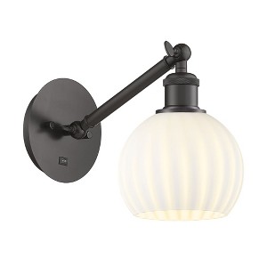 White Venetian - 1 Light Arm Adjusts Up and Down Wall Sconce In Modern Style-8 Inches Tall and 6 Inches Wide - 1 of 1