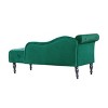 60.6" Velvet Chaise Lounge (Left Arm) - Tufted Button & Nailhead Trim Design with Solid Wood Legs & Included Pillow, 300lb Capacity - 3 of 4