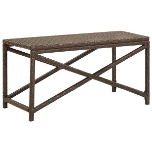 vidaXL Patio Bench 31.5 in. Poly Rattan Brown - 1 of 4