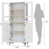 71 Inch Tall Storage Cabinet with Glass Doors, Kitchen Pantry 5 Tier Bathroom Cabinet with 4 Doors Adjustable Shelves - 3 of 4