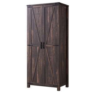 OKD 72" Farmhouse Decorative Storage Cabinets w/Hanging Rod & Adjustable Shelves - 1 of 4