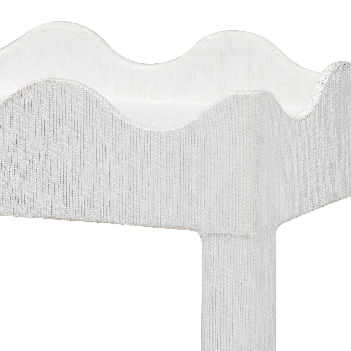 bali & pari Sebastian Grasscloth Scalloped End Table White - thumbnail 4