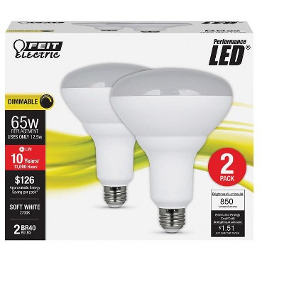 Feit Electric Performance BR40 E26 (Medium) LED Bulb Soft White 65 Watt Equivalence 2 pk