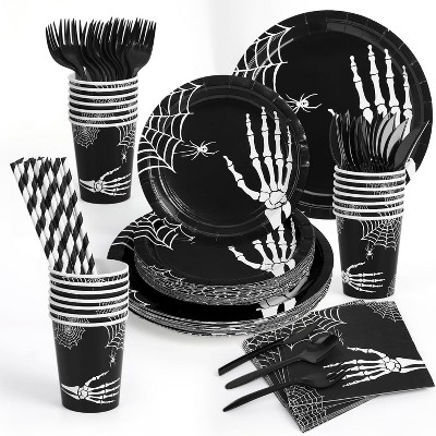 Holiday Party Supplies Set: Disposable Plates, Cups, Napkins - Valentine's Halloween Christmas Decor for Birthdays, Weddings