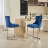 FONTOI 2PCS 25" Counter Height Bar Stools, Velvet Barstools with Button Back&Rivet Trim, Bar Stools, Blue, 18.11"*38.2"*21.26" - 2 of 4