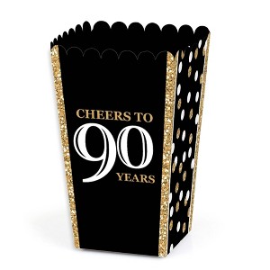 Big Dot of Happiness Adult 90th Birthday - Gold - Birthday Party Favor Popcorn Treat Boxes - Set of 12 - 1 of 4