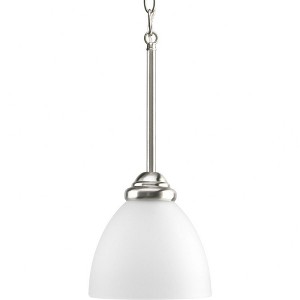 Progress Lighting, Heart Collection, 1-Light Mini-Pendant, Brushed Nickel, Etched Glass Shade - 1 of 3