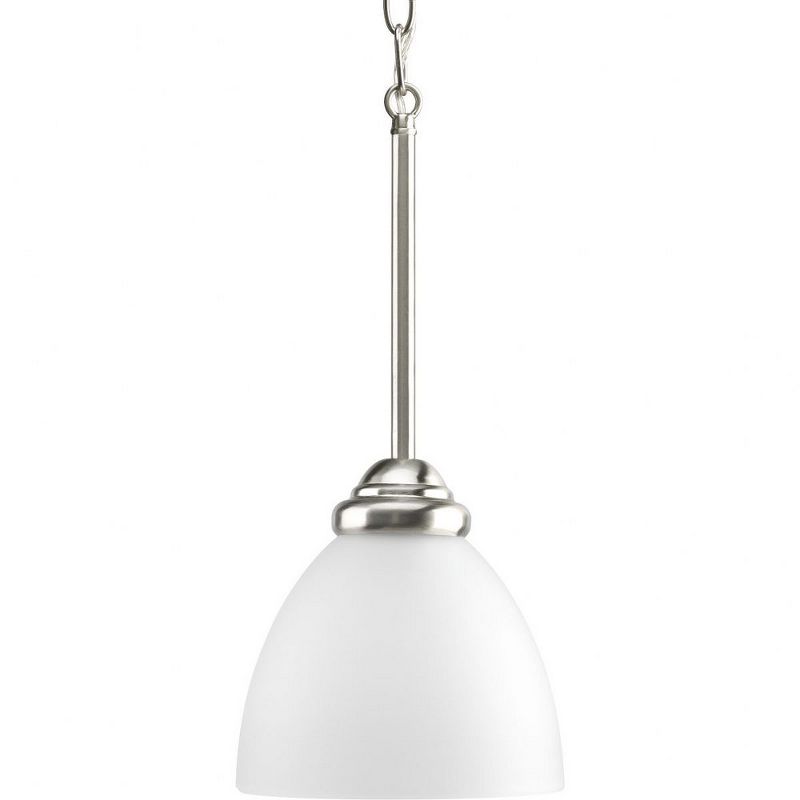 Progress Lighting, Heart Collection, 1-Light Mini-Pendant, Brushed Nickel, Etched Glass Shade, 1 of 4
