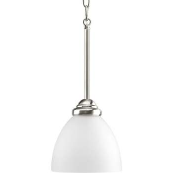 Progress Lighting, Heart Collection, 1-Light Mini-Pendant, Brushed Nickel, Etched Glass Shade
