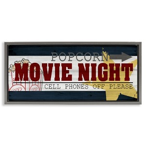 Stupell Industries Movie Night Vintage Sign Floating Frame Canvas Art - 1 of 4