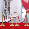 VEVOR Crowd Control Stanchion, Set of 4 Pieces Stanchion Set, Stanchion Set with 5 ft/1.5 m Red Velvet Rope, Crowd Control Barrier, Gold - 2 of 4